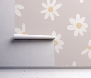 Painted Ditsy Daisy Peel and Stick Wall Mural - blush nursery neutral