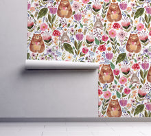 NEW! Peel and Stick Bear and Bunny Floral Flower Nursery Baby Removable Wallpaper