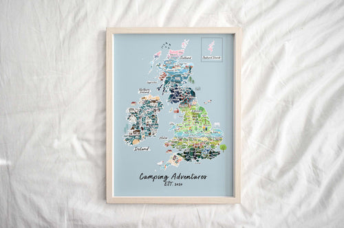 Personalised Scratch Off Map Hand drawn Watercolour UK MAP of England Ireland Scotland