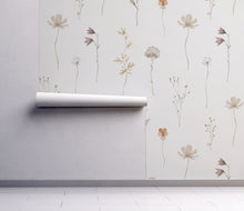 Painted Wildflower Meadow Flowers Peel and Stick Wall Mural - blush nursery neutral