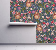 NEW! Peel and Stick Bear and Bunny Floral Flower Nursery Baby Removable Wallpaper