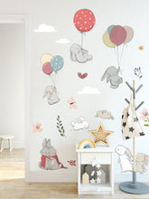 Cute Bunny with Balloons Nursery Wall Stickers / Decals - Childrens Bedroom, Rabbit Mural, New Baby, Kids Bedroom