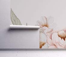 Peony Blush and Neutral Border Flowers Peel and Stick Mural