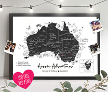 Personalised FRAMED Map of Australia - Travel World Map Push Pin-board Australian