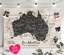 Personalised Map of AUSTRALIA Travel Map Pin Board