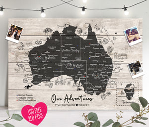 Personalised Map of AUSTRALIA Travel Map Pin Board
