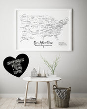 Personalised Map of United States of America USA - World Travel Push Pin Map Framed PLAIN