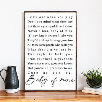 Baby Mine Lyrics Nursery Wood Sign