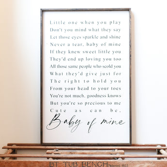 Baby Mine Lyrics Nursery Wood Sign