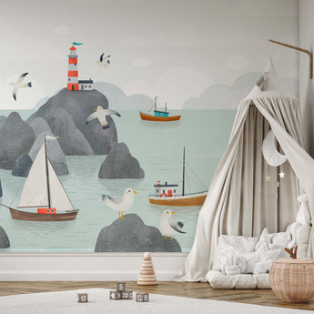 NEW! Peel and Stick / Traditional By The Sea Ocean Animals Nursery Baby Boy Removable Wallpaper - Whale Dolphin Fish Seahorse Gender NeutralNEW! Peel and Stick / Traditional By The Sea Ocean Animals Nursery Baby Boy Removable Wallpaper - Whale Dolphin Fish Seahorse Gender Neutral