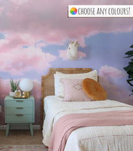 In the Clouds Blush and Blue Wall Mural, Removable Wallpaper, Peel And Stick, Wall Covering, Repositionable, Self adhesive, Wall Decor, Reusable