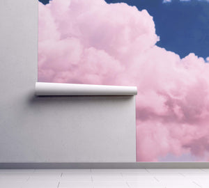 In the Clouds Blush and Blue Wall Mural, Removable Wallpaper, Peel And Stick, Wall Covering, Repositionable, Self adhesive, Wall Decor, Reusable