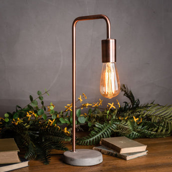 Copper Industrial Lamp With Stone Base