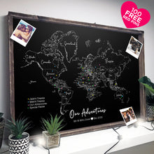 NEW! LARGE ANIMAL Dark Rustic Reclaimed Farmhouse Personalised Word Travel Map Framed