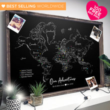 NEW! LARGE ANIMAL Dark Rustic Reclaimed Farmhouse Personalised Word Travel Map Framed