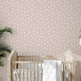 Peel and Stick Deer Animal Pattern Dots Dots Polka Dot Blush White Wallpaper Wall Mural - Office Home Nursery Removable wallpaper