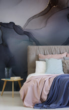 Dreamy Navy Midnight and Blush Watercolour Wall Mural - Peel and Stick or Traditional - Teen Girls Bedroom