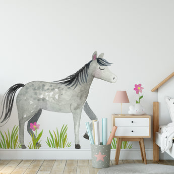 Horse and Pony Wall Peel and Stick Removable Decals Watercolour Art