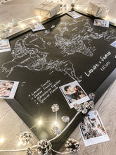 Personalised FRAMED Travel World Map Push Pin-board - Pick a Font! BLACK Print