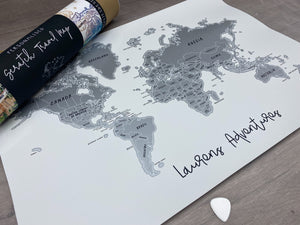 Personalised Scratch Off Map Hand drawn Watercolour World Atlas