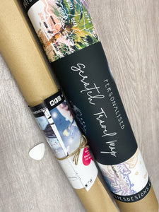 Personalised Scratch Off Map Hand drawn Watercolour World Atlas