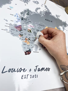 Personalised Scratch Off Map Hand drawn Watercolour World Atlas