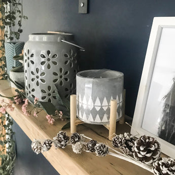 Scandi Embossed Concrete Candle Pots