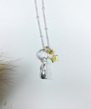 Handmade Celestial Star Gazing Hare Satellite Necklace - Silver rabbit with gold star.  My beautiful Celestial Star Gazing Hare necklace was made by myself as I love all things celestial and I absolutely love natural gemstones and crystal.   sterling silver with 18" gold plated necklace.