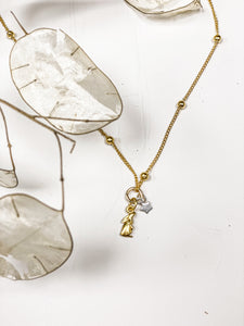 Handmade Celestial Star Gazing Hare Satellite Necklace - Gold and Silver