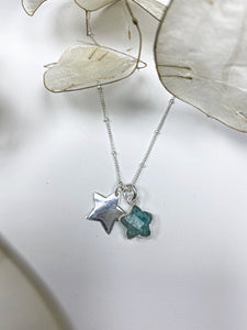 Handmade Turquoise Amazonite Crystal Gemstone Sterling Silver Star Satellite Necklace