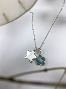 Handmade Turquoise Amazonite Crystal Gemstone Sterling Silver Star Satellite Necklace