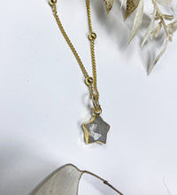 Handmade Moonstone Crystal Gemstone Gold Star Satellite Necklace