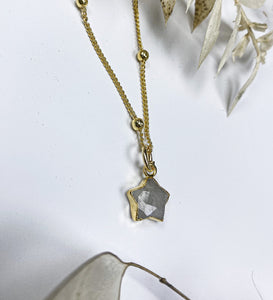 Handmade Moonstone Crystal Gemstone Gold Star Satellite Necklace