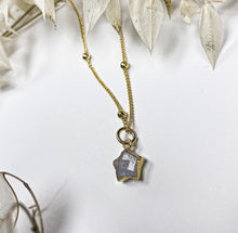 Handmade Moonstone Crystal Gemstone Gold Star Satellite Necklace