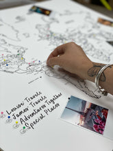 Hand Drawn Personalised FRAMED Travel World Map Push Pin-board