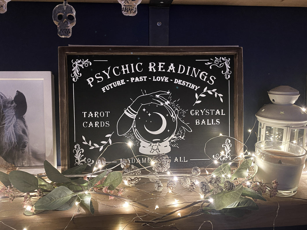 Psychic Crystal Ball - Halloween Farmhouse Wood Sign A3