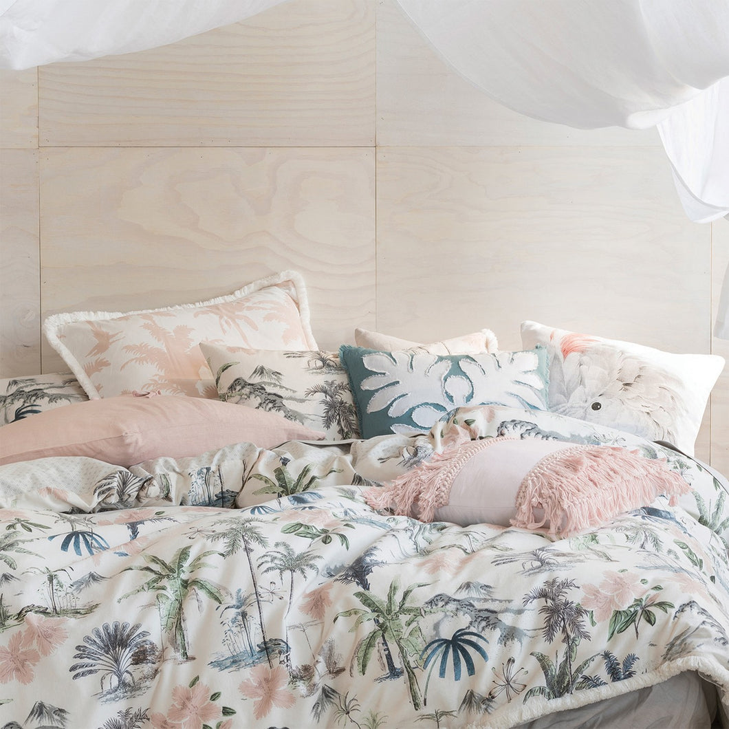 DOUBLE Linen House Luana Quilted Duvet Cover Set - Floral, Hawaiian