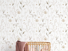 Painted Wildflower Meadow Flowers Peel and Stick Wall Mural - blush nursery neutral