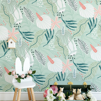 Under the Sea Ocean Starfish Wall Mural, Removable Wallpaper, Peel And Stick, Wall Covering, Repositionable, Self adhesive