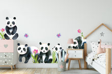 Panda Nursery Wall Stickers / Decals - Childrens Bedroom, Bear Mural, New Baby, Kids Bedroom