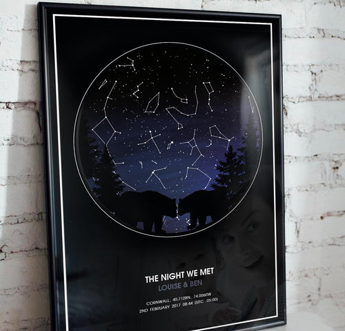 Personalised Written in the Stars STAR map BEAR COUPLE