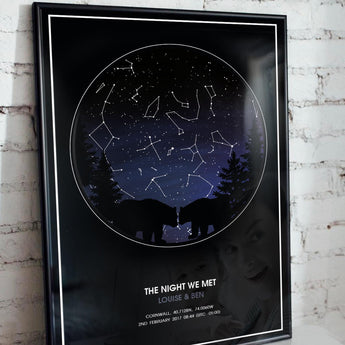 Personalised Written in the Stars STAR map BEAR COUPLE - Fireflies Designs
