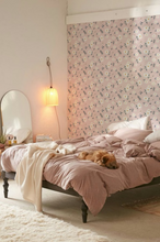 Peel and Stick Nursery Wallpaper - Vintage Daisy Eucalyptus Watercolour Peach and Pink Flower Floral Pattern