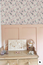 Peel and Stick Nursery Wallpaper - Vintage Daisy Eucalyptus Watercolour Peach and Pink Flower Floral Pattern