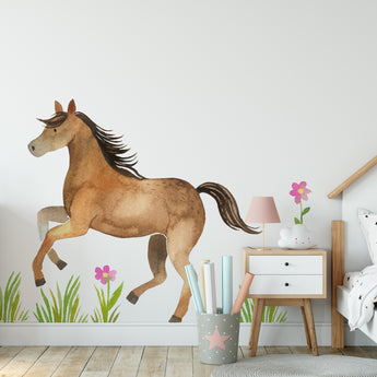 Horse and Pony Wall Peel and Stick Removable Decals Watercolour Art