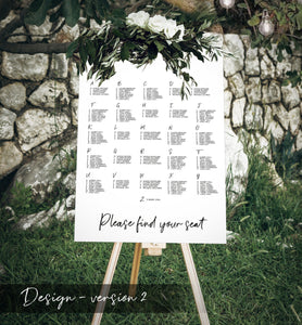 Wedding Seating Plan Large A1 Sign - Wedding Decor, Wedding Signage, Personalised Bespoke Wedding Planning