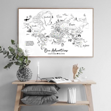 Personalised FRAMED Travel World Map Push Pin-board WITH ANIMALS