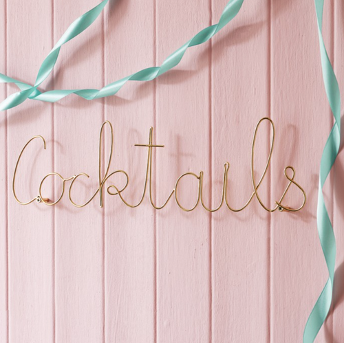 Cocktails Wire Word Gold