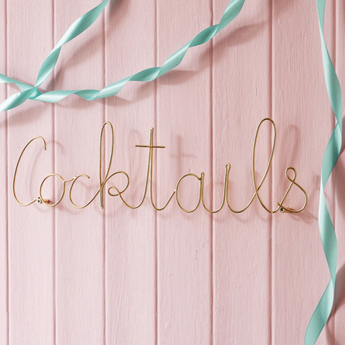 Cocktails Wire Word Gold