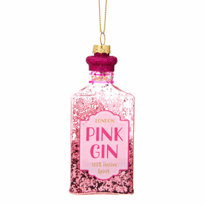 Pink Gin Bottle Shaped Bauble 